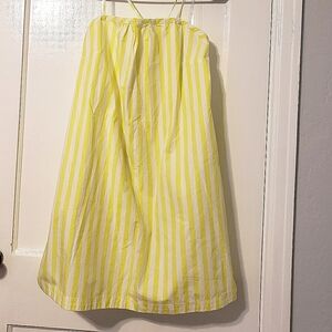a new day Neon Citron and White Striped A-Line Mini Beach Side Pocket Dress L